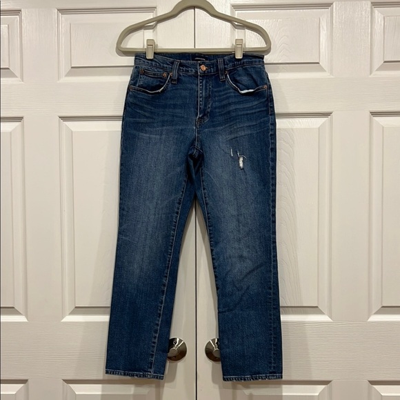 J. Crew Slim Broken-in Boyfriend Distressed Blue Denim Jeans Womens Size 27 - Picture 1 of 7